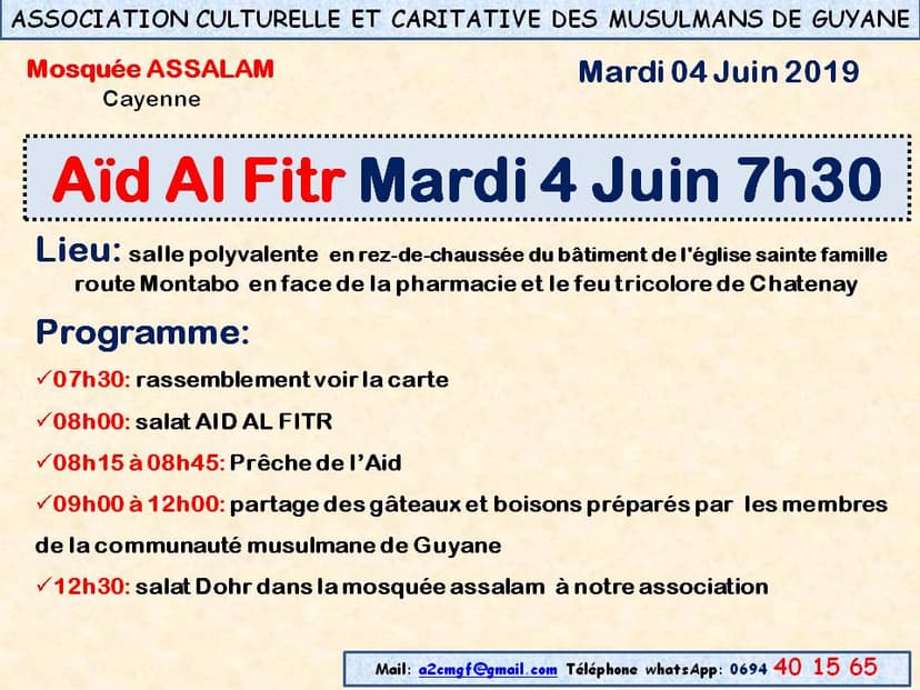 AID AL FITR MARDI 4 JUIN