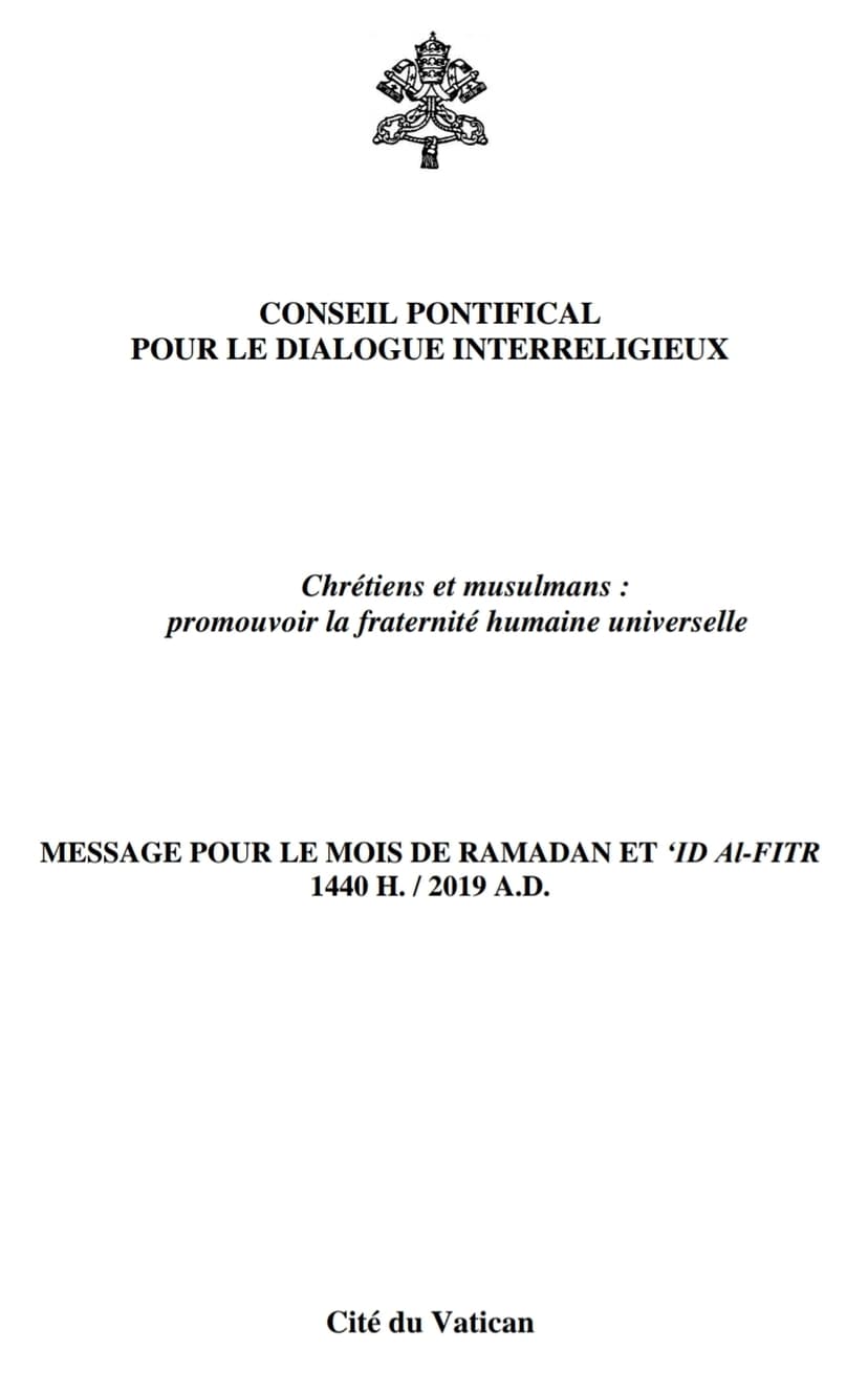 Message de fraternité pour le mois du Ramadan