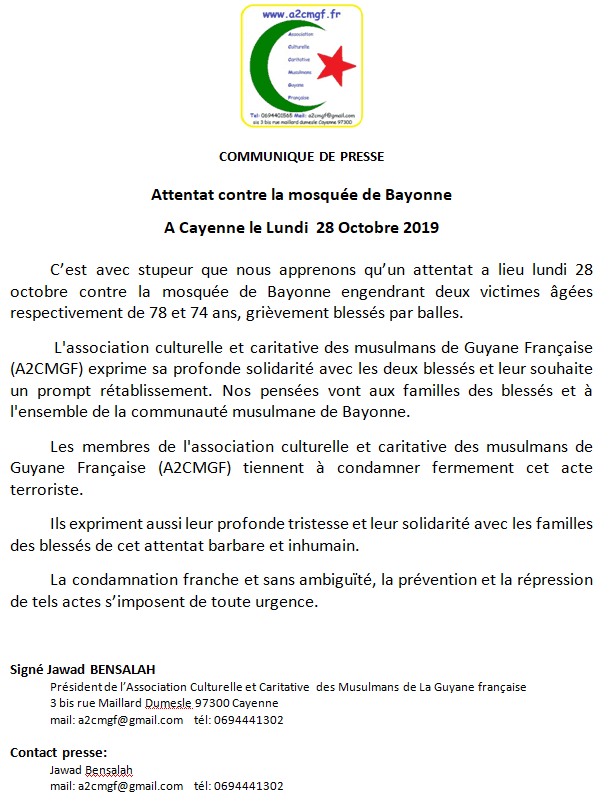 Attentat contre la mosquée de Bayonne