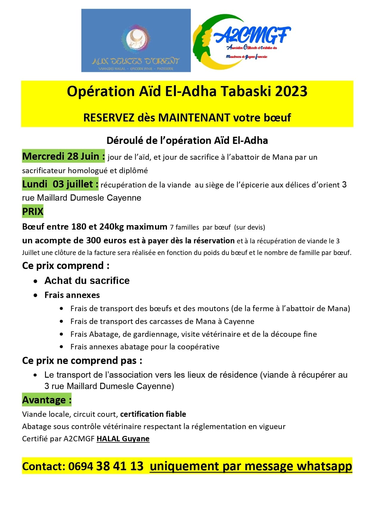 Opération Aïd El-Adha Tabaski 2023 RÉSERVEZ dès MAINTENANT votre bœuf