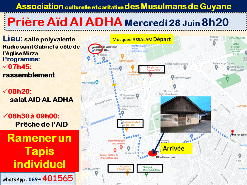 Prière Aïd Al ADHA Mercredi 28 Juin 8h20