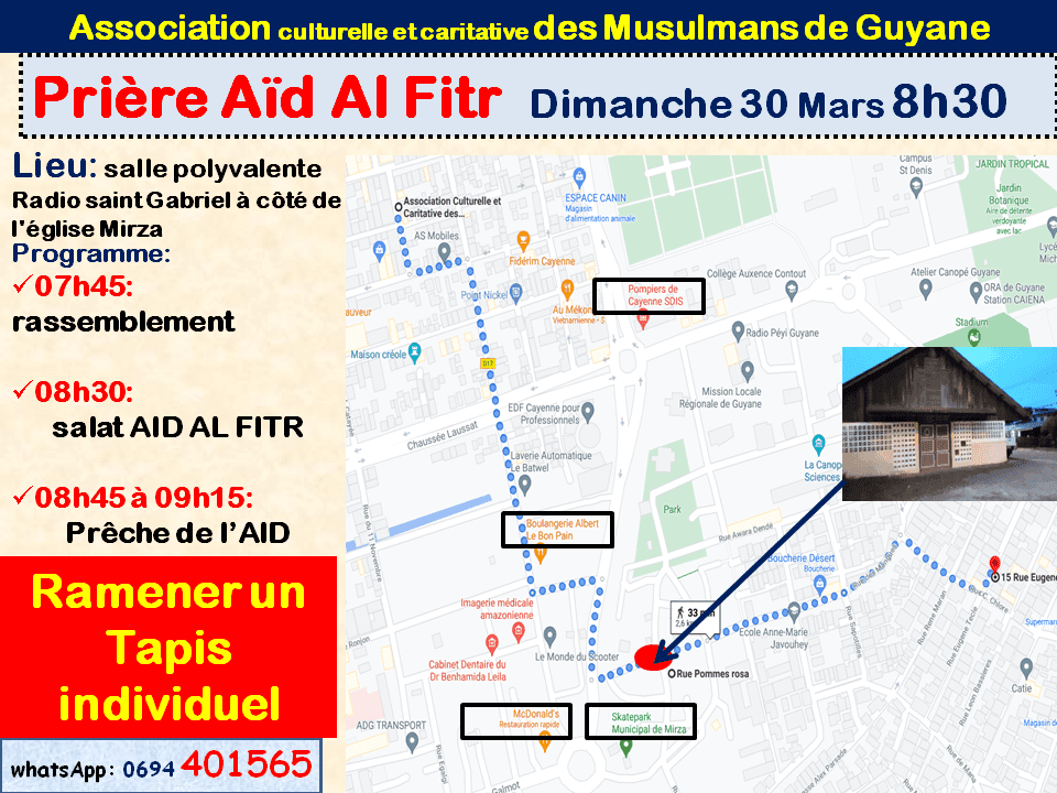 Priere aîd al fitr dimanche 30 mars 8h30