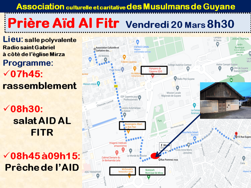 Prière Aïd Al Fitr — Vendredi 20 Mars 8h30