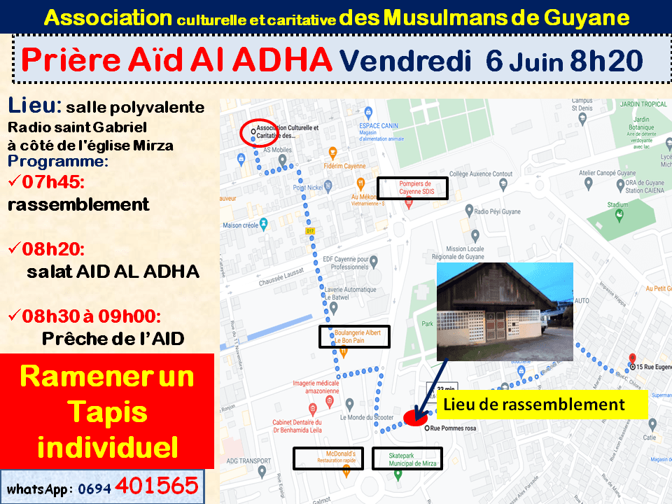 Prière Aïd Al ADHA Vendredi 6 Juin 8h20